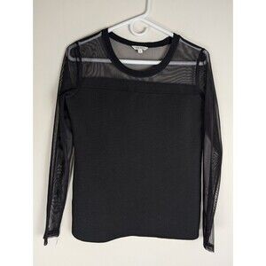 Yile City Women's Top Sheer Sleeves Black Size Small Grunge Emo Goth